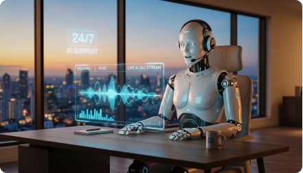 AI receptionist at desk